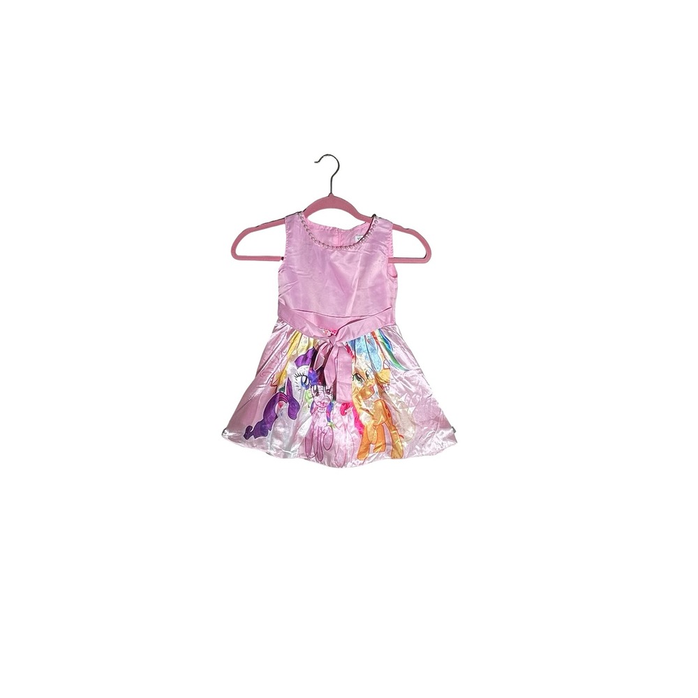 Yimeiyibei Girls My Little Pony Pink Satin Party Dress Pearl Trim Size 80